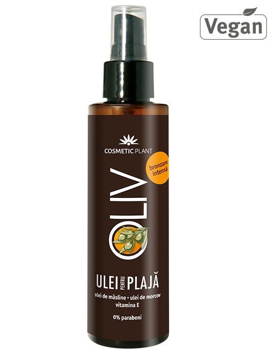 Ulei pentru plaja OLIV pt bronzare intensa cu vitamina E, ulei masline si ulei morcov COSMETIC PLANT - 150 ml